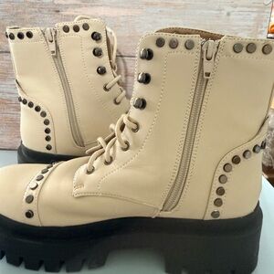 Women’s Studded Cream Ankle Boots